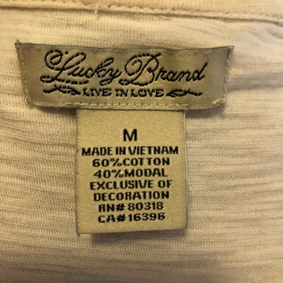 Lucky Brand Lace Inset Tee in Cream - Picture 5 of 6